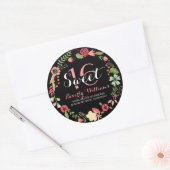 フローラカラフルリースオンブラックスウィート16 ラウンドシール (封筒)