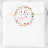 フローラカラフルリースオンホワイトスウィート16 ラウンドシール (バッグ)