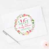 フローラカラフルリースオンホワイトスウィート16 ラウンドシール (封筒)