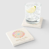 フローラカラフルレインボーロータスフラワーマンダラ ストーンコースター (横)