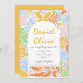 フローラカラフルレトロフレ結婚ーム 招待状 (正面/裏面)