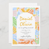 フローラカラフルレトロフレ結婚ーム 招待状 (正面/裏面)