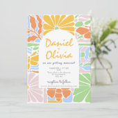 フローラカラフルレトロボタニカルフレ結婚ーム 招待状 (スタンド正面)