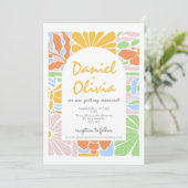 フローラカラフルレトロボタニカルフレ結婚ーム 招待状 (スタンド正面)