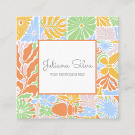 フローラカラフルレトロ スクエア名刺
