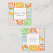 フローラカラフルレトロ スクエア名刺 (正面/裏面)