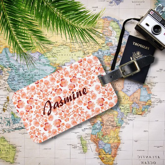 フローラカラフルレヘンガパタカスタムンモノグラム ラゲッジタグ