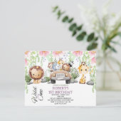 フローラカラフルワイルドワンジャングルサファリ誕生日 招待状 (スタンド正面)