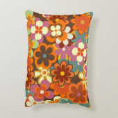 フローラカラフルヴィンテージのシームレスパターン。レトロ70 アクセントクッション (裏面(縦))