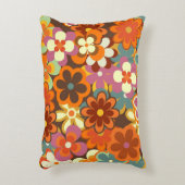 フローラカラフルヴィンテージのシームレスパターン。レトロ70 アクセントクッション (正面(垂直))
