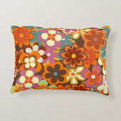 フローラカラフルヴィンテージのシームレスパターン。レトロ70 アクセントクッション (裏面)
