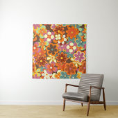 フローラカラフルヴィンテージのシームレスパターン。レトロ70 タペストリー (インサイチュ(横))