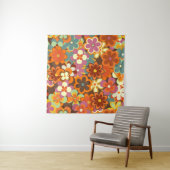 フローラカラフルヴィンテージのシームレスパターン。レトロ70 タペストリー (インサイチュ)