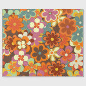 フローラカラフルヴィンテージのシームレスパターン。レトロ70 ラッピングペーパー (フラット)