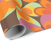 フローラカラフルヴィンテージのシームレスパターン。レトロ70 ラッピングペーパー (ロールコーナー)