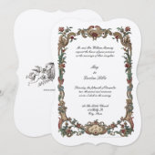 フローラカラフルヴィンテージバロック縁どロココ 招待状 (正面/裏面)