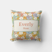 フローラカラフル名前をカスタムするシック子供部屋デコール クッション (正面)
