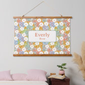 フローラカラフル名前をカスタムするシック子供部屋デコール 吊り下げ型タペストリー (寝室)