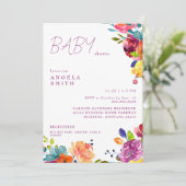 フローラカラフル夏のベビーガールシャワー 招待状 (スタンド正面)