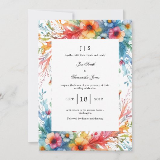 フローラカラフル夏 招待状 (正面)