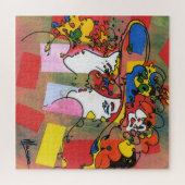 フローラカラフル帽子を使用した水色プロファイル ジグソーパズル (横)