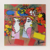 フローラカラフル帽子を使用した水色プロファイル ジグソーパズル (縦)