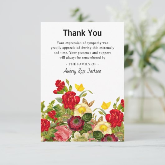 フローラカラフル悔やみや弔慰葬儀ありがとう 案内状 (スタンド正面)