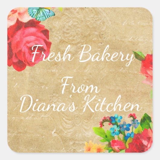 フローラカラフル手作り製品ラベル スクエアシール (正面)