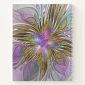 フローラカラフル抽象芸術フラクタルアートピンク&金ゴールド ノートブック (裏面)