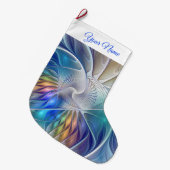 フローラカラフル抽象芸術フラクタル芸術花名 ラージクリスマスストッキング (正面 (吊り時))
