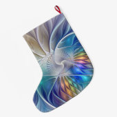 フローラカラフル抽象芸術フラクタル芸術花名 ラージクリスマスストッキング (裏面 (吊り時))