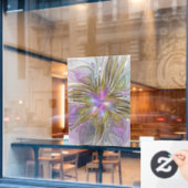 フローラカラフル抽象芸術フラクタル(ピンクと金ゴールド) ウィンドウサイン (カフェ窓)