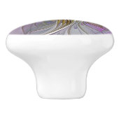 フローラカラフル抽象芸術フラクタル(ピンクと金ゴールド) セラミックノブ (側面)