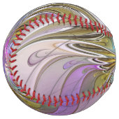 フローラカラフル抽象芸術フラクタル(ピンクと金ゴールド) ソフトボール (正面左)