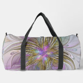 フローラカラフル抽象芸術フラクタル(ピンクと金ゴールド) ダッフルバッグ (正面)