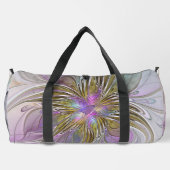 フローラカラフル抽象芸術フラクタル(ピンクと金ゴールド) ダッフルバッグ (裏面)