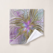 フローラカラフル抽象芸術フラクタル(ピンクと金ゴールド) バスタオルセット (ウォッシュタオル)