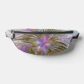 フローラカラフル抽象芸術フラクタル(ピンクと金ゴールド) ファニーパック (レイダウン)