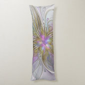 フローラカラフル抽象芸術フラクタル(ピンクと金ゴールド) ボディピロー (裏面 (縦))