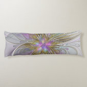 フローラカラフル抽象芸術フラクタル(ピンクと金ゴールド) ボディピロー (裏面)