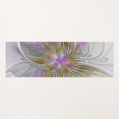 フローラカラフル抽象芸術フラクタル(ピンクと金ゴールド) ヨガマット (正面(横))