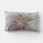 フローラカラフル抽象芸術フラクタル(ピンクと金ゴールド) ランバークッション (裏面)