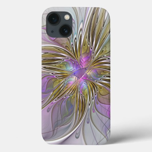 フローラカラフル抽象芸術フラクタル(ピンクと金ゴールド) Case-Mate iPhoneケース (裏面)