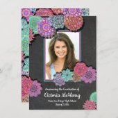 フローラカラフル曼荼羅写真卒業パーティー 招待状 (正面/裏面)