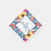 フローラカラフル植物性コウノトリ男の赤ちゃんシャワー スタンダードカクテルナプキン (角)