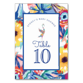 フローラカラフル植物性コウノトリ男の赤ちゃんシャワー テーブルナンバー