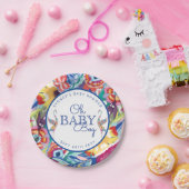 フローラカラフル植物性コウノトリ男の赤ちゃんシャワー ペーパープレート (パーティー)