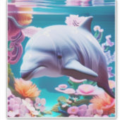 フローラカラフル海のイルカ – 海愛好家 シール (正面)
