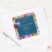 フローラカラフル海ブルー製品ラベルのロゴの追加 スクエアシール (封筒)