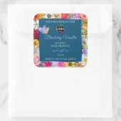 フローラカラフル海ブルー製品ラベルのロゴの追加 スクエアシール (バッグ)